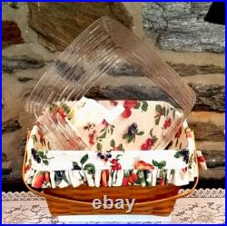 XL 1999 Longaberger Homecoming Picnic Basket Combo Lid Fruit Medley Liner Lid