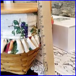 XL 1999 Longaberger Homecoming Picnic Basket Combo Lid Fruit Medley Liner Lid